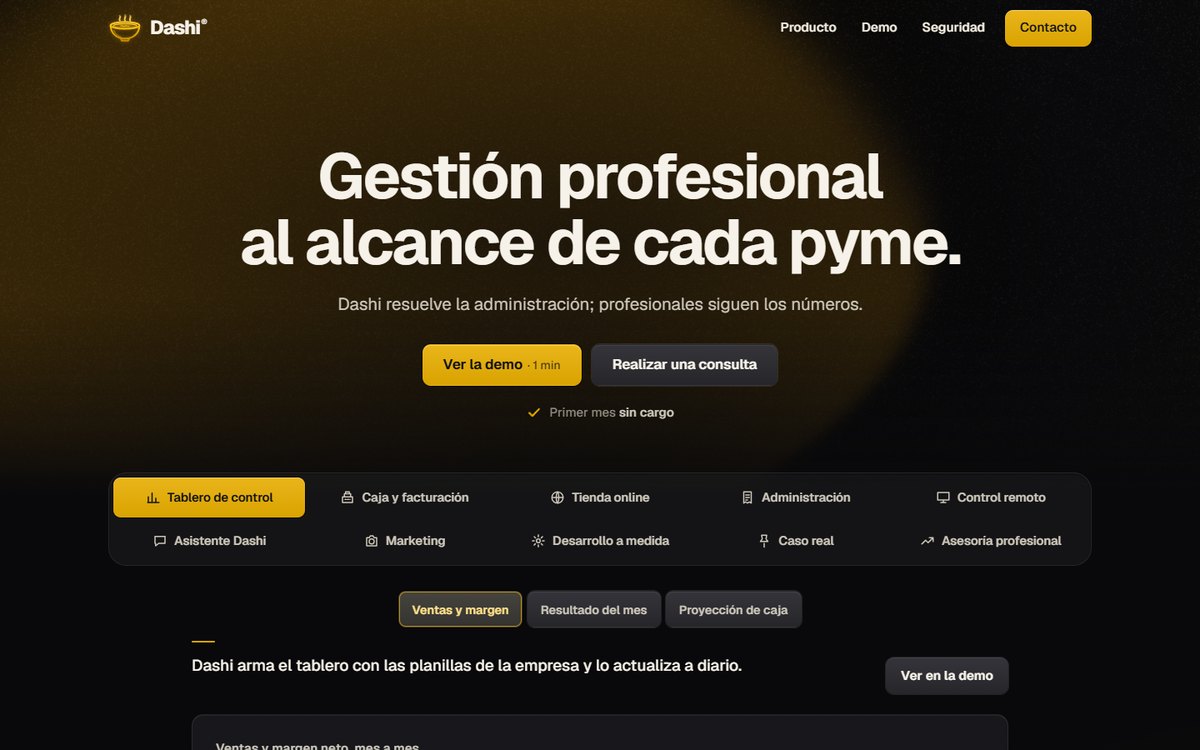 Sitio de Dashi: Gestión profesional al alcance de cada pyme